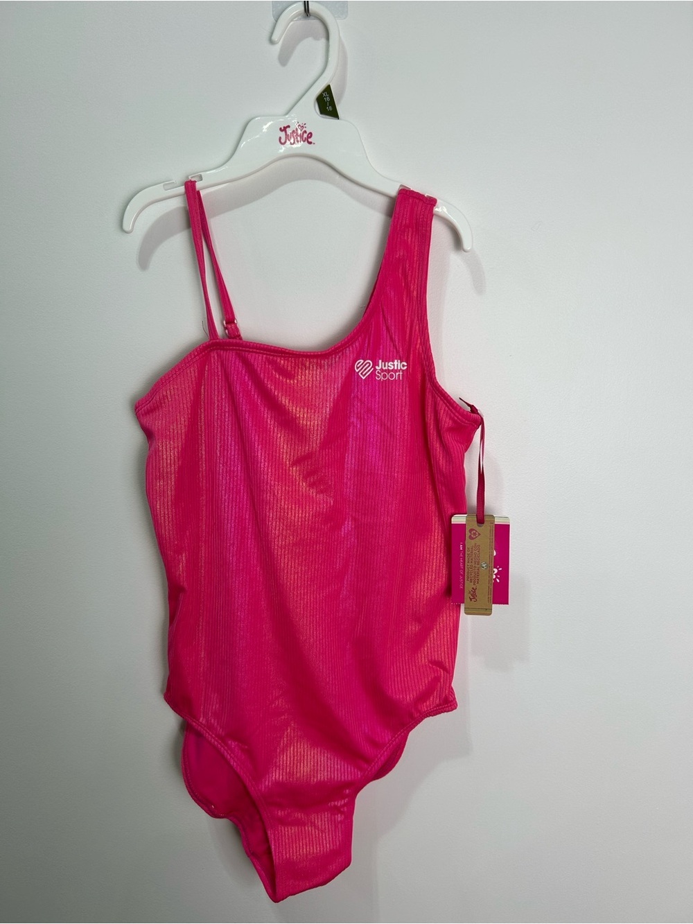 NWT Justice Hot Pink Ribbed Girls' One-Piece